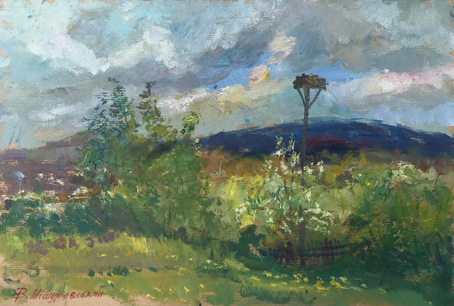 Oil painting Spring in Gorodishe Myshurovsky Victor