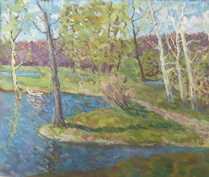 Oil painting Rest in the forest Peter Dobrev