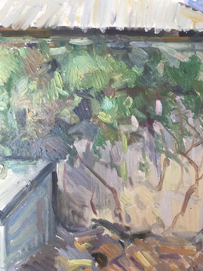 Oil Painting Nature Landscape Village 