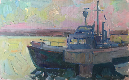 Oil painting Dawn in the sea Peter Dobrev