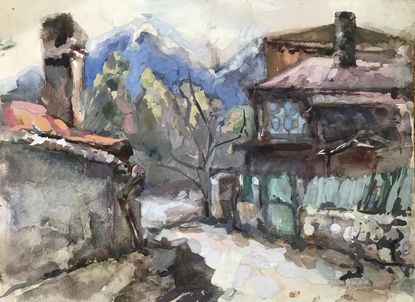 Watercolor painting Urban landscape Maksyuta O.