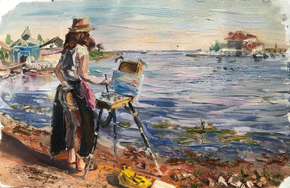 Oil painting Artist at work Unknown artist