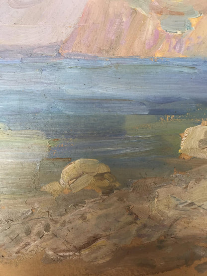 Oil painting Couple relaxing on the sea Unknown artist