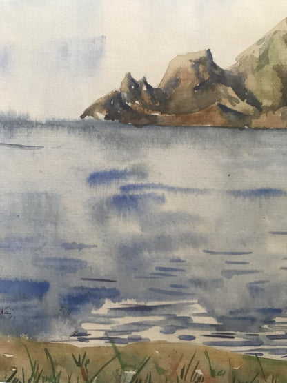 Watercolor painting Sea beach Unknown artist