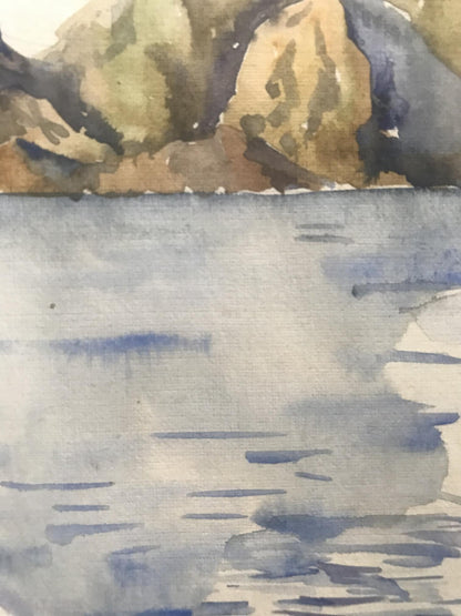 The beauty of the ocean is depicted in this watercolor painting, "Seascape"