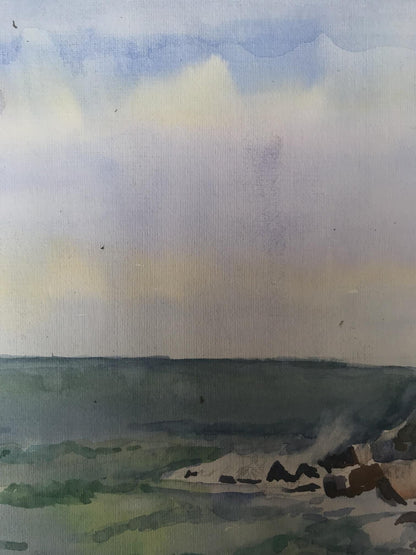 Watercolor painting Sea waves Unknown artist