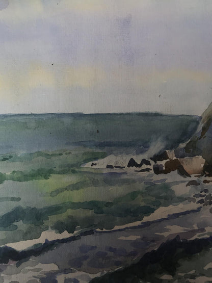Watercolor painting Sea waves Unknown artist