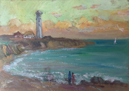 Oil painting Evening near the lighthouse Myshurovsky Victor