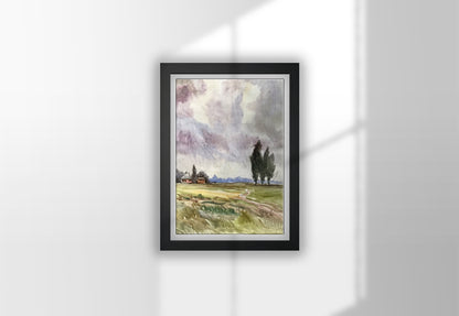 Watercolor painting The way home Unknown artist