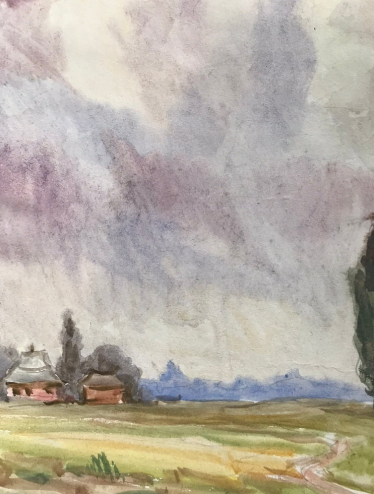 Watercolor painting The way home Unknown artist