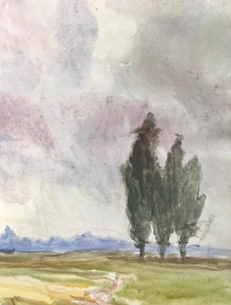 Watercolor painting The way home Unknown artist