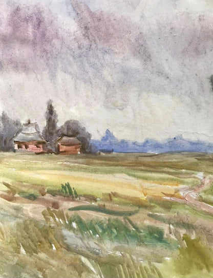 Watercolor painting The way home Unknown artist