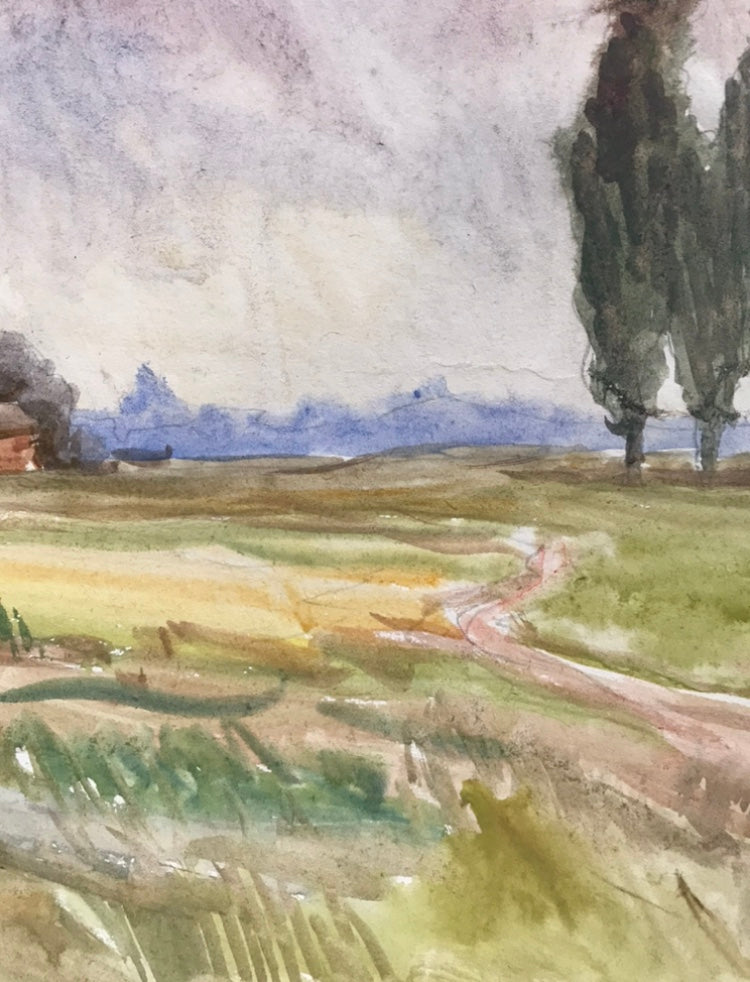 Watercolor painting The way home Unknown artist