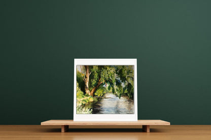 Oil painting City river Unknown artist