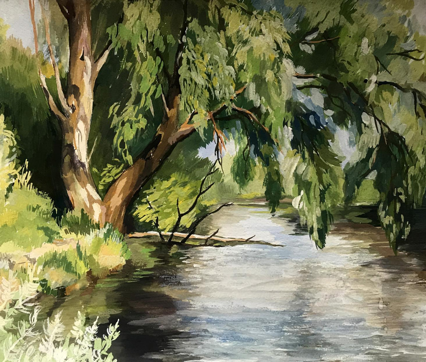 Oil painting City river Unknown artist
