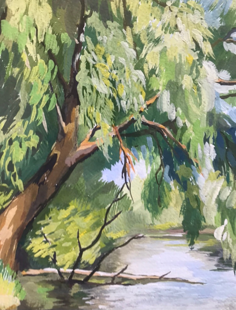 Oil painting City river Unknown artist
