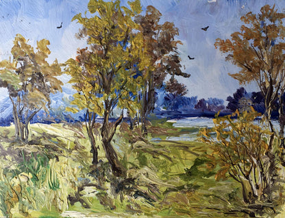 Oil painting Rest at nature Unknown artist