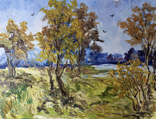 Oil painting Rest at nature Unknown artist