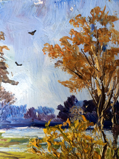 Oil painting Rest at nature Unknown artist