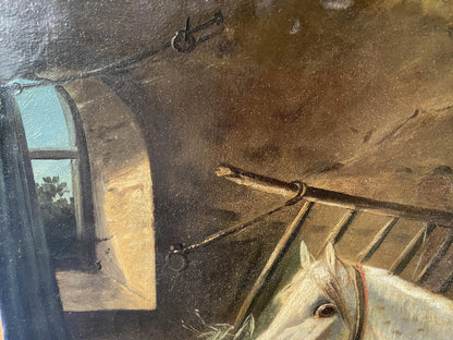 Oil painting Horses in the stall European artist