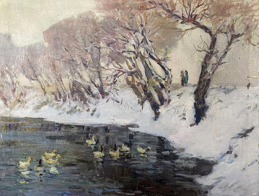 Oil painting Ducks in the lake Maksimenko Alexander Grigorievich