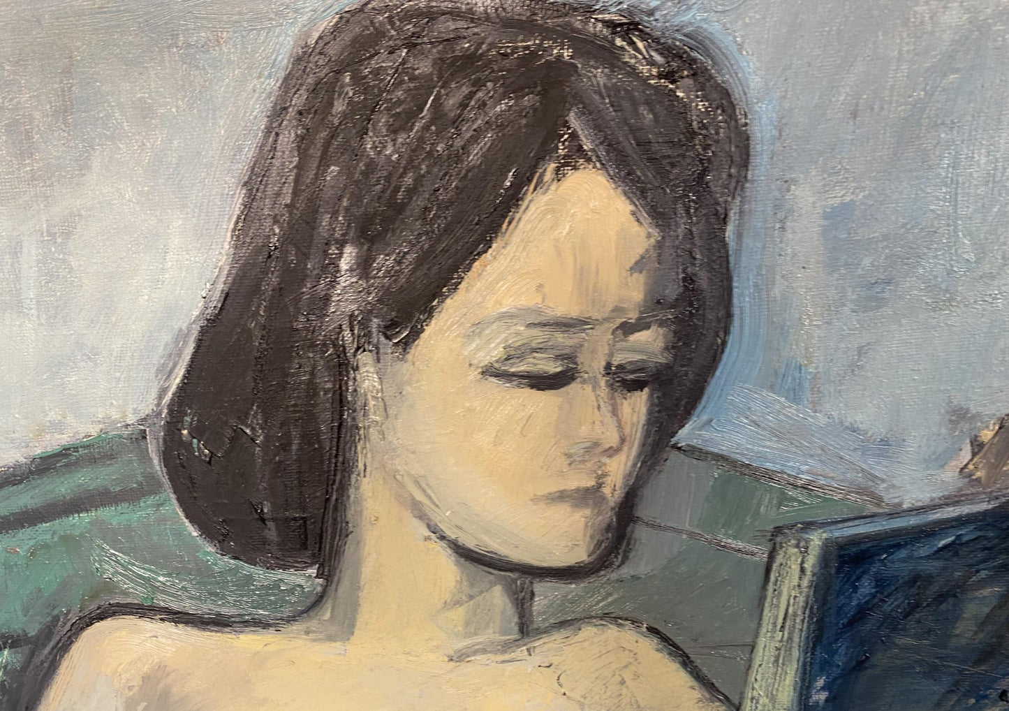 Oil painting Portrait of a naked girl Stanislav Ivanovich Sychov