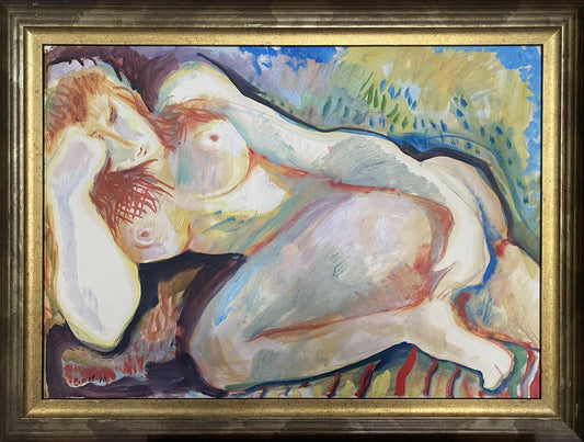 Oil painting Naked girl on the bed Stanislav Ivanovich Sychov