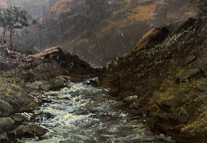 Oil painting Mountain Creek European artist