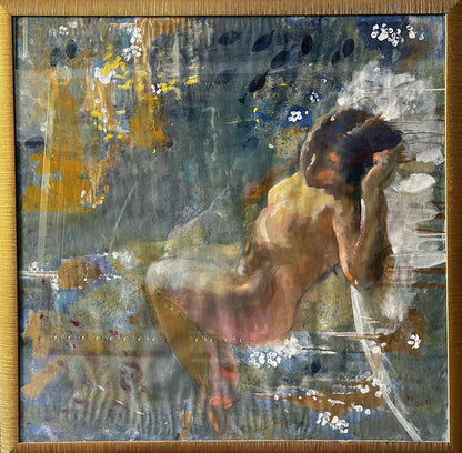 Mixed painting Portrait of a sleeping girl Unknown artist