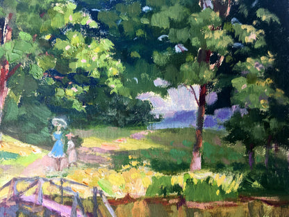 Oil painting An evening walk Batrakov Vladimir Grigorievich