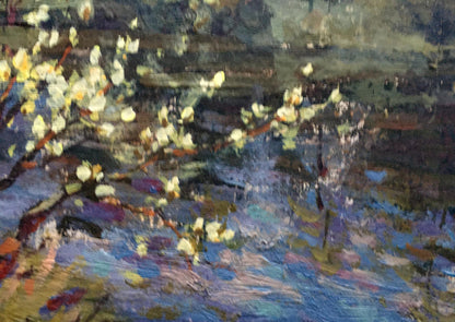 Oil painting Spring river along the forest Vladimir Batrakov