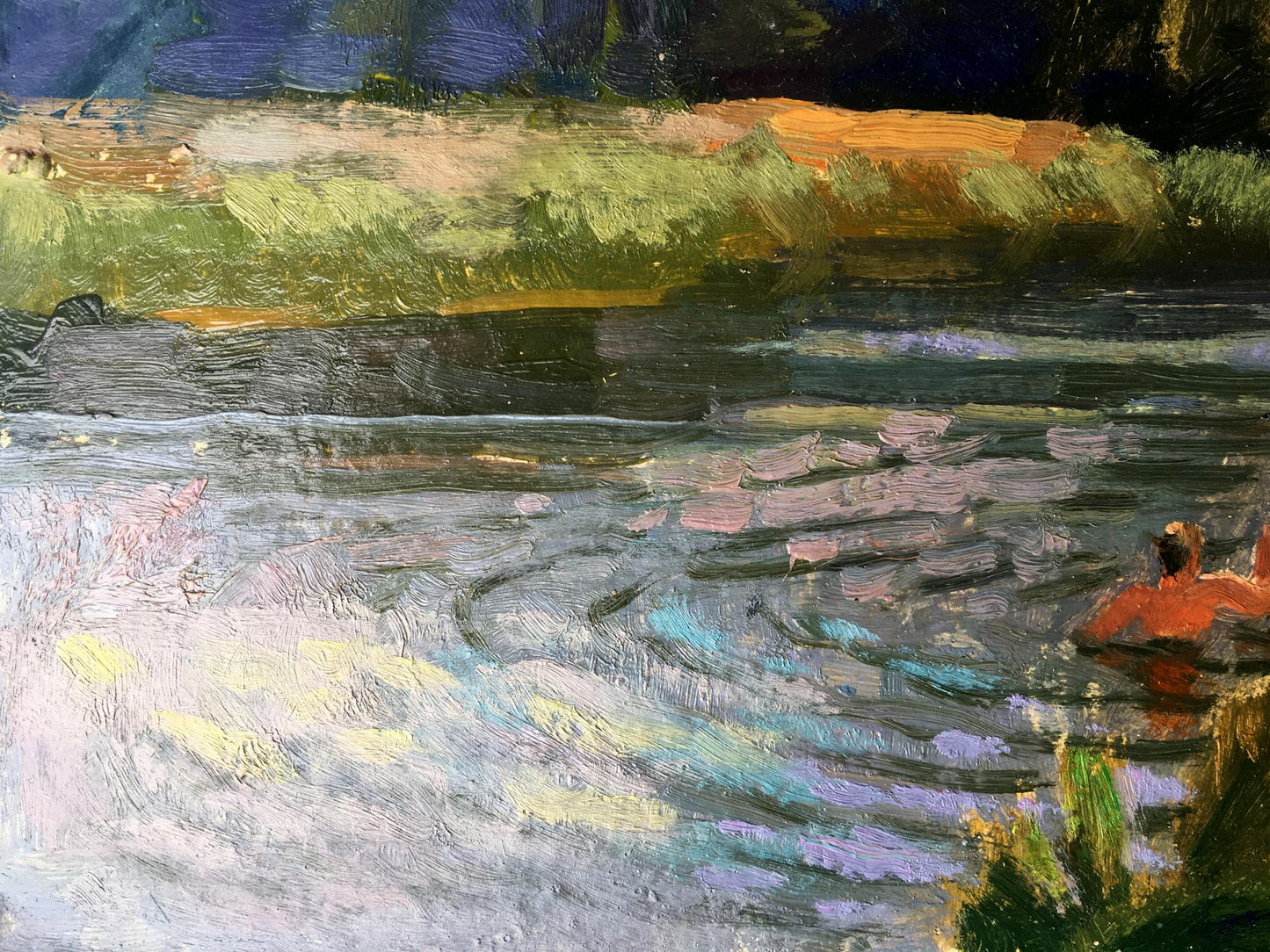 Oil painting Rest by the river Batrakov Vladimir Grigorievich
