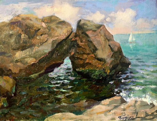 Oil painting Among the rocks Batrakov Vladimir Grigorievich