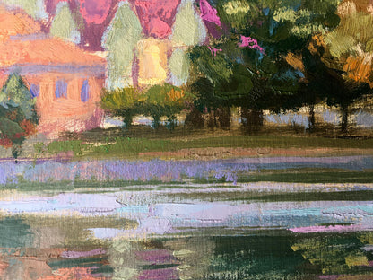 Oil painting City fountain Batrakov Vladimir Grigorievich