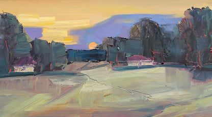 Abstract Oil painting Village landscape Mazur Vladimir