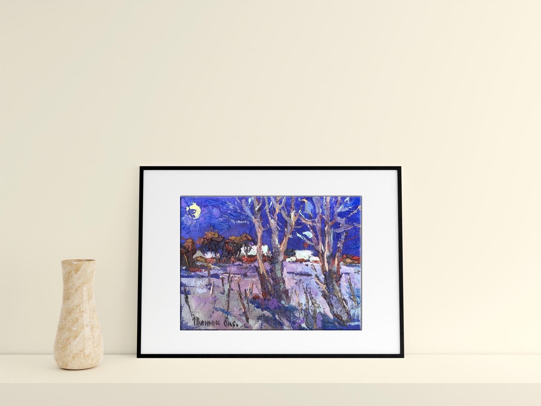 Oil painting moonlit night