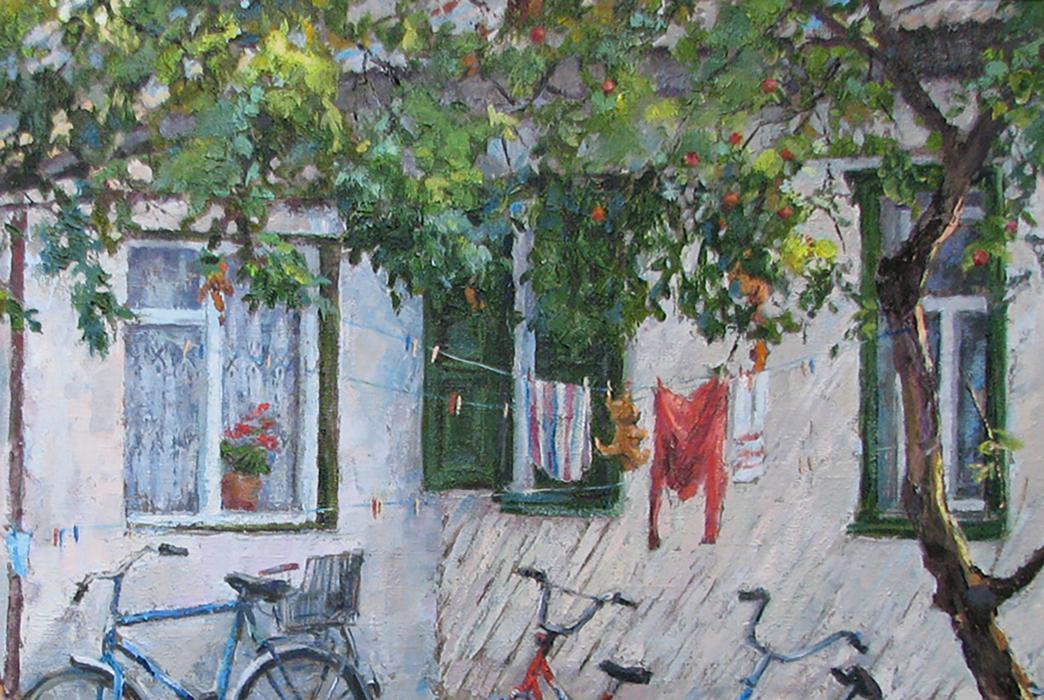 Oil painting Old town Osnach Olesia