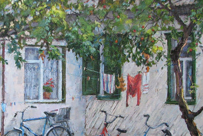 Oil painting Old town Osnach Olesia