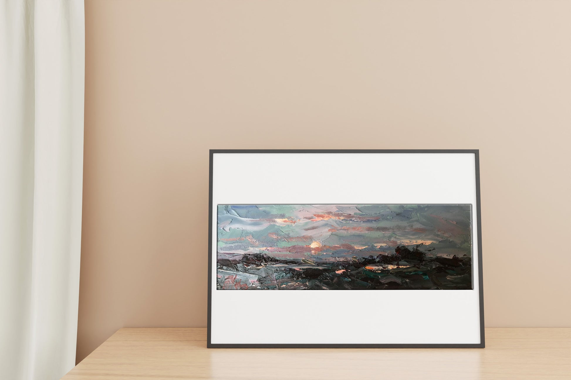 Oil painting Sun behind the clouds