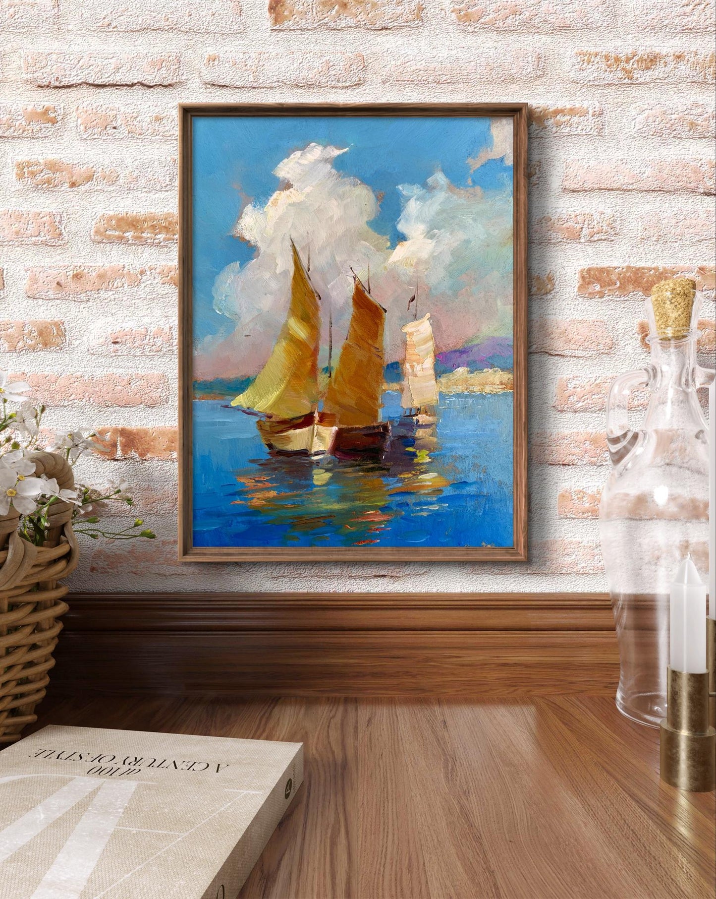 OIl painting There is a sailboat at sea Yuriy Suprunchuk