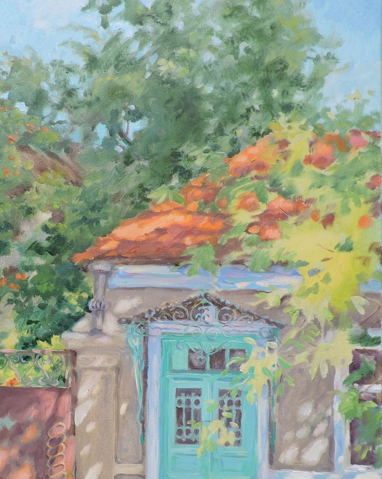 Oil painting Old town street Osnach Olesia