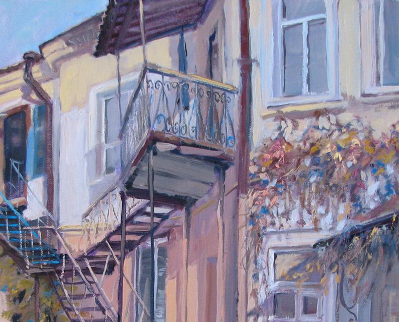 Oil painting Town yard Osnach Olesia

