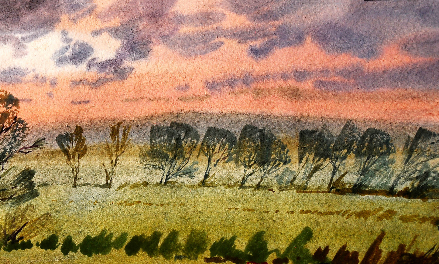 Watercolor painting By the evening Egor Shvachunov