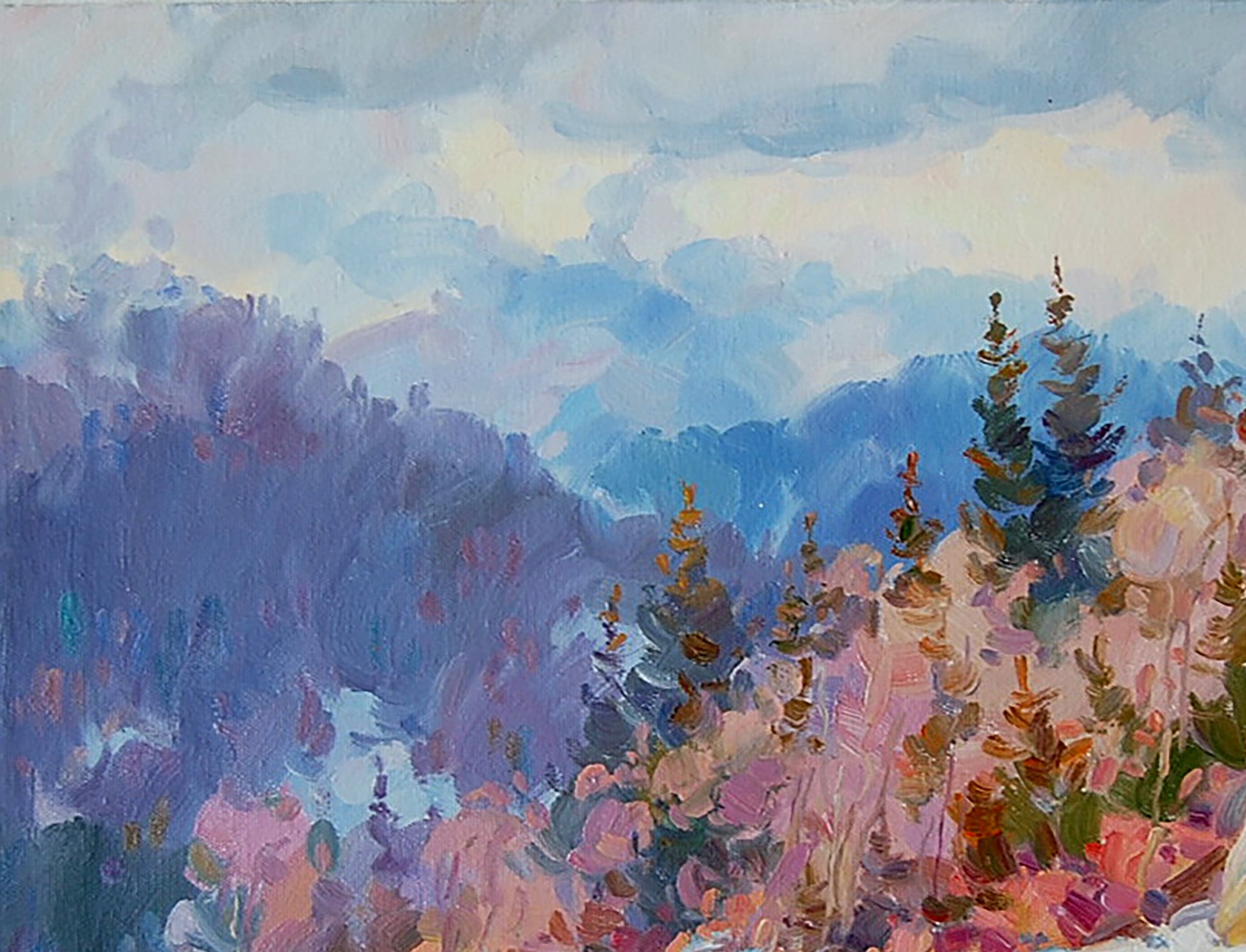 Oil painting Winter Nature Landscape 