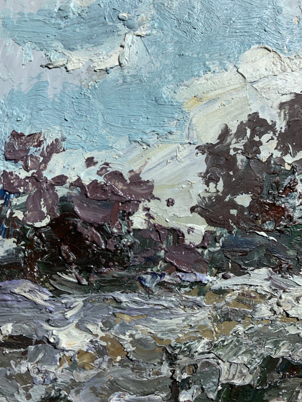 Oil painting Cloudy sky landscape