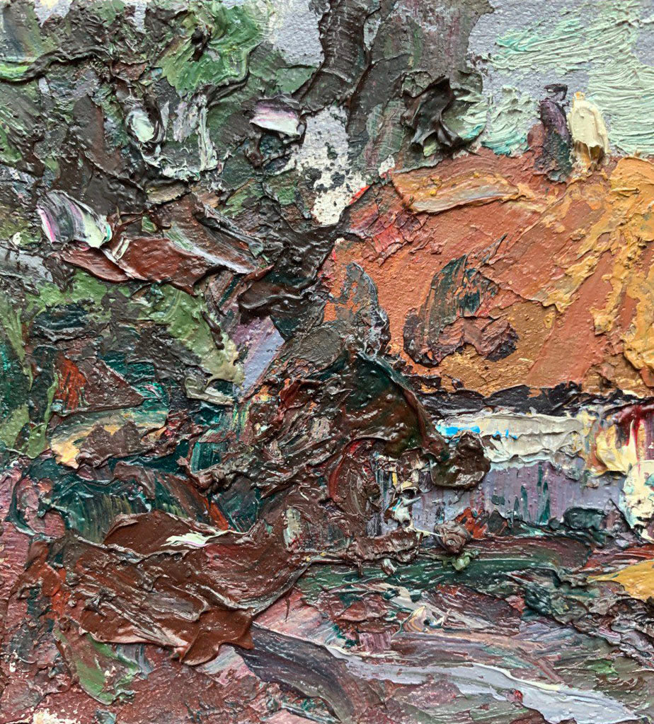 Oil painting Village landscape 