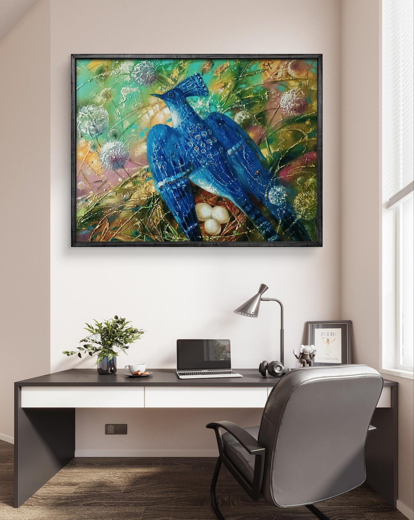 Abstract oil painting Blue Bird Anatoly Tarabanov