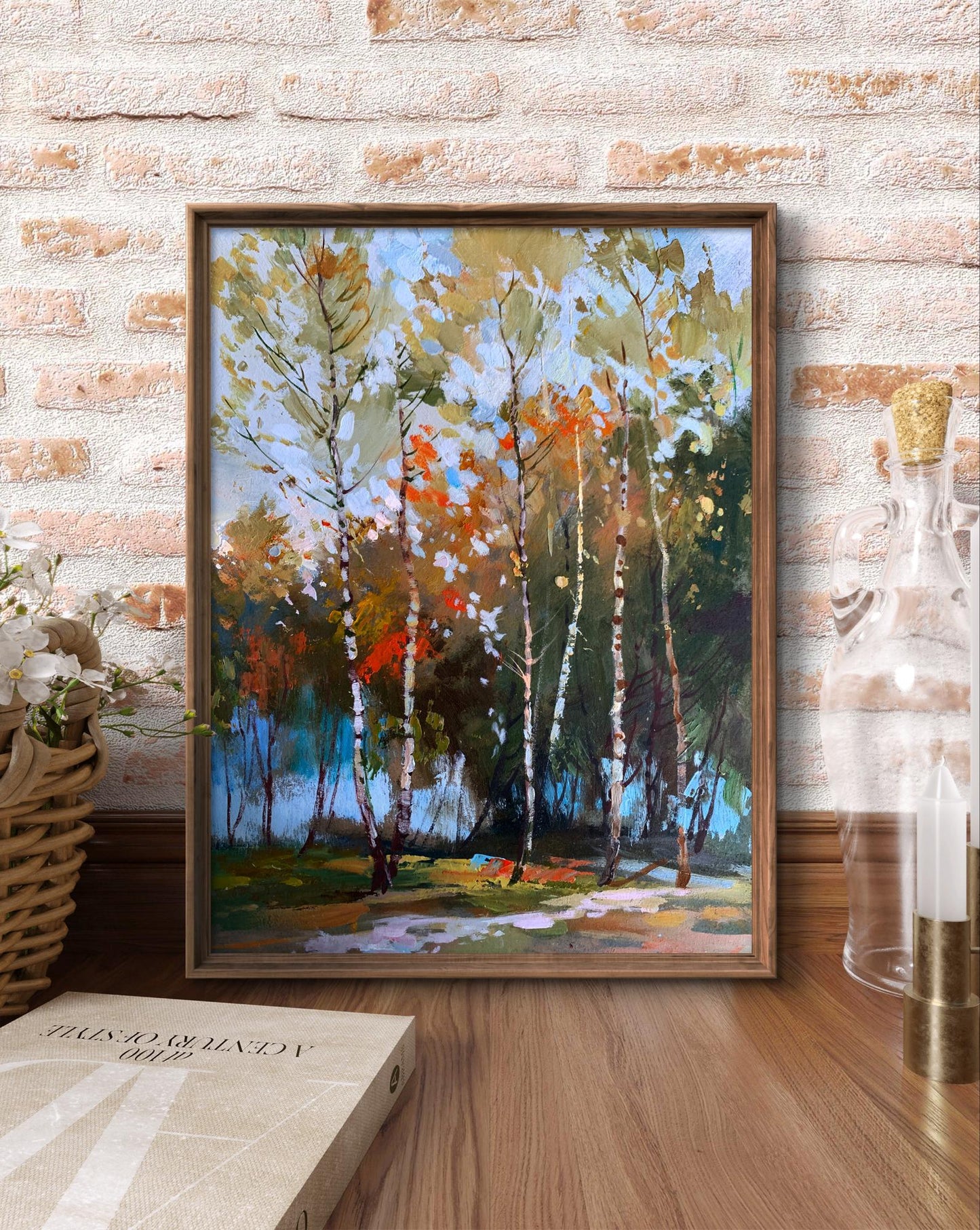 OIl painting Birch autumn forest Yuriy Suprunchuk