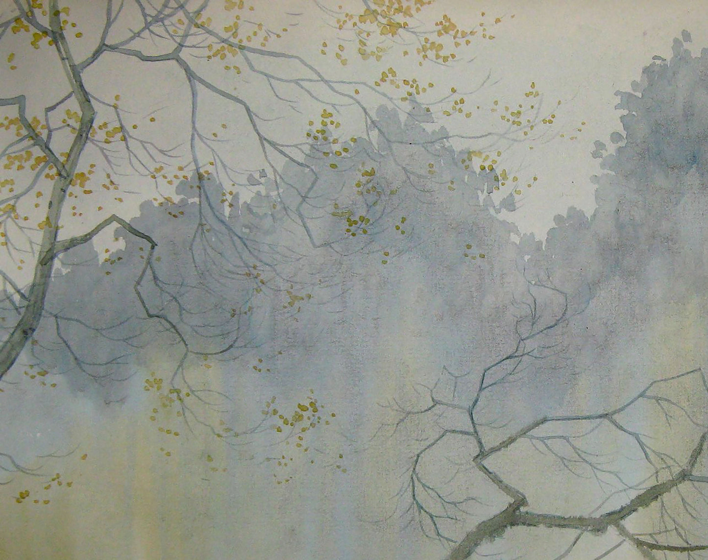 Watercolor painting Nature Landscape  lake Valery Savenets