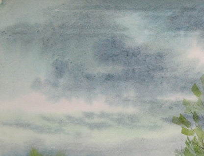 Valery Savenets' watercolor artwork titled "In the Farm Fields."